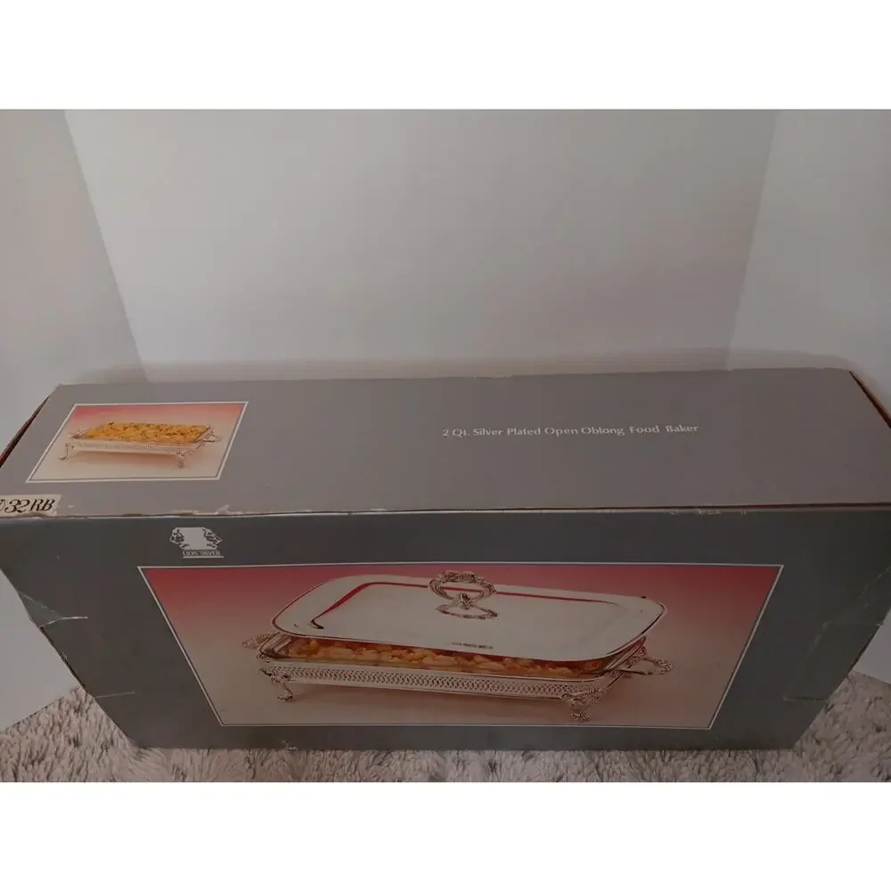 2 Qt Silver Plated Oblong Food Baker with Cover - Never Used